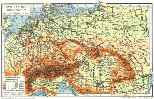 Mitteleuropa. I. (Karte) Physikalische �bersicht.