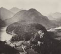 Albert, Joseph: Schloss Hohenschwangau mit Wirtschaftsgeb�uden, Alpsee und Schwansee vom Aussichtspunkt auf der »Jugend« aus