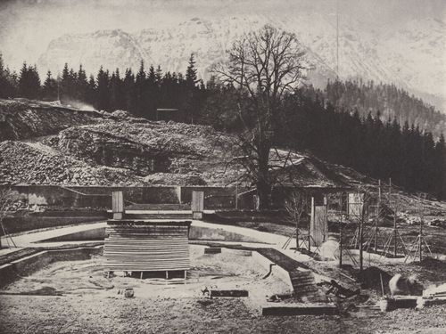 Albert, Joseph: Bayerische K�nigsschl�sser, Schloss Linderhof  Baustelle der Terrassenanlage am Linderbichel