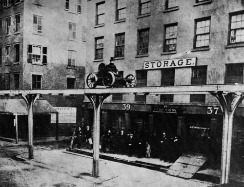 Amerikanischer Photograph um 1867: Colonel Harvey testet einen Kabelwagen