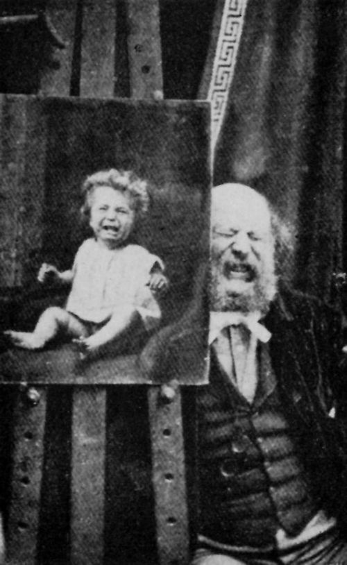 Rejlander, Oskar Gustav: Weinendes Baby und Rejlander
