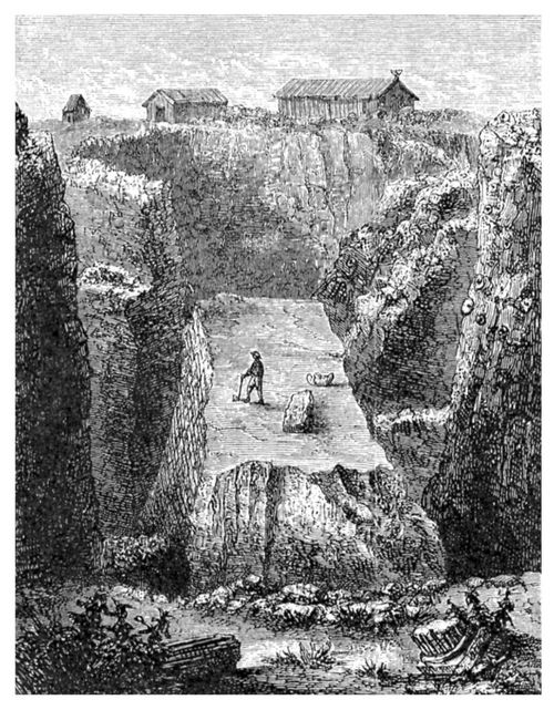 Nr. 3. Der grosse Thurm von Ilion von S.O. gesehen. Die Mauerkrone liegt 8 m unterhalb der Oberfl�che des H�gels der Thurm ruht in einer Tiefe von 14 m auf dem Felsen; seine H�he betr�gt 6 m.