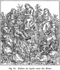 Fig. 46. Dichter als Apollo unter den Musen. 