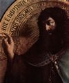 Eyck, Jan van: Genter Altar, Altar des Mystischen Lammes, obere rechte Haupttafel, Szene: Thronender Johannes der T�ufer, Detail