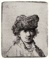 Rembrandt Harmensz. van Rijn: Selbstportr�t in Pelzm�tze