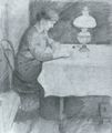 Macke, August: Elisabeth bei der Petroleumlampe