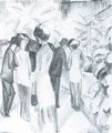 Macke, August: Dame in gr�ner Jacke (Skizze zum Bild)