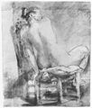 Rembrandt Harmensz. van Rijn: Weibliches Aktmodell, sitzend, R�ckenfigur