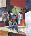 Macke, August: Hafenbild mit Kindern auf der Mauer: Dusiburger Hafen