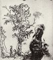Rembrandt Harmensz. van Rijn: Studienblatt mit einem Baum und einem m�nnlichen Portr�t