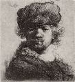 Rembrandt Harmensz. van Rijn: Selbstportr�t mit runder M�tze