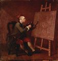 Hogarth, William: Selbstportr�t vor Staffelei beim Malen der komischen Muse Thalia