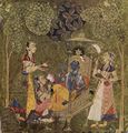 Indischer Maler um 1710: R�gm�l�-Serie, Szene: Krishna und die M�dchen