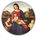 Raffael: Madonna Terranuova, Szene: Maria mit Christuskind und zwei Heiligen, Tondo