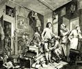 Hogarth, William: Folge »Das Leben eines W�stlings«, Erstes Blatt: Der junge Erbe ergreift Besitz von der Hinterlassenschaft des Knauserers, zweite Fassung