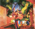 Macke, August: Kinder am Brunnen (mit Stadt im Hintergrund)