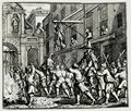 Hogarth, William: Kleine Illustration zu Samuel Butlers »Hudibras«, Symbolische Verbrennung des Rumpfparlamentes vor dem Londoner Stadttor Temple Bar