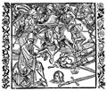 D�rer, Albrecht: Illustration zum »Der Ritter vom Turn«, Szene: Das abgeschlagene Haupt eines Ritters beichtet einem Priester