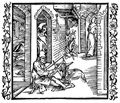 D�rer, Albrecht: Illustration zum »Der Ritter vom Turn«, Szene: Der Seiler sieht einen M�nch aus der Kammer seiner Frau treten
