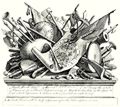 Hogarth, William: Ein Podest mit Waffen, Musikinstrumenten etc.
