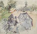 Morisot, Berthe: Frau mit Sonnenschirm im Park sitzend