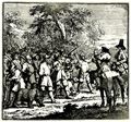 Hogarth, William: Kleine Illustration zu Samuel Butlers »Hudibras«, Hudibras besteht sein erstes Abenteuer
