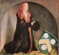 D�rer, Albrecht: Heller-Altar, linker Fl�gel unten, Szene: Der Stifter Jacob Heller mit Wappen