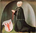 D�rer, Albrecht: Heller-Altar, rechter Fl�gel unten, Szene: Die Strifterin Katharina Heller, geb. von Melem mit Wappen