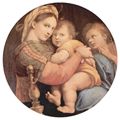 Raffael: Madonna della Seggiola, Szene: Maria mit Christuskind und Johannes dem T�ufer, Tondo