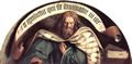 Eyck, Jan van: Genter Altar, Altar des Mystischen Lammes, rechter Au�enfl�gel, �u�ere L�nettenszene: Der Prophet Micha