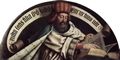 Eyck, Jan van: Genter Altar, Altar des Mystischen Lammes, linker Au�enfl�gel, �u�ere L�nettenszene: Der Prophet Zacharias