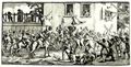 Hogarth, William: Kleine Illustration zu Samuel Butlers »Hudibras«, Hudibras ger�t in einen Narrenzug