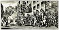 Hogarth, William: Gro�e Illustrationen zu Samuel Butlers »Hudibras«, Symbolische Verbrennung des Rumpfparlamentes vor dem Londoner Stadttor Temple Bar
