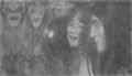 Klimt, Gustav: Zwei M�dchenk�pfe im Profil und Masken Thalia und Melpomene