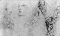 Raffael: Die Hl. Katharina von Alexandrien, Studie, Frauenkopf und Amoretten