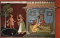 Indischer Maler um 1690: Rasama�jar�-Manuskript des Bh�nudatta, Szene