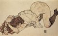 Schiele, Egon: Kniendes M�dchen, auf beide Ellenbogen gest�tzt