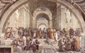 Raffael: Stanza della Segnatura im Vatikan f�r Papst Julius II., Wandfresko: Die Schule von Athen