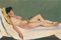 Vallotton, F�lix: Liegender Akt auf gelbem Kissen