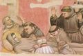 Giotto di Bondone: Fresken in der Bardi-Kapelle, Kirche Santa Croce in Florenz, Szene: Das Begr�bnis des Hl. Franziskus, Detail