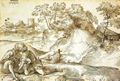 Campagnola, Domenico: Zwei junge Burschen in einer Landschaft
