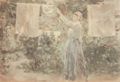 Morisot, Berthe: B�uerin beim W�scheaufh�ngen