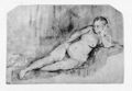 Rembrandt Harmensz. van Rijn: Weiblicher Akt, liegend