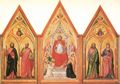 Giotto di Bondone: Polyptychon Stefaneschi, R�ckseite: Thronender Petrus, Heilige