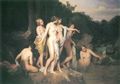 Waldm�ller, Ferdinand Georg: Badende Frauen am Waldbach