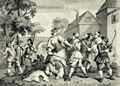Hogarth, William: Gro�e Illustrationen zu Samuel Butlers »Hudibras«, Hudibras wird von Trulla �berw�ltigt