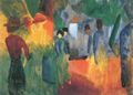Macke, August: Sonnenuntergang nach dem Regen (Leute im Park)