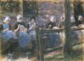 Liebermann, Max: N�hende M�dchen vor einer Hauswand