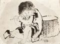Hokusai, Katsushika: Knabe mit Fl�te