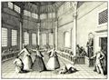 Hogarth, William: Illustration zu »Reisen durch Europa, Asien und Teile Afrikas« von Aubry de la Motraye, Das Innere einer t�rkischen Moschee